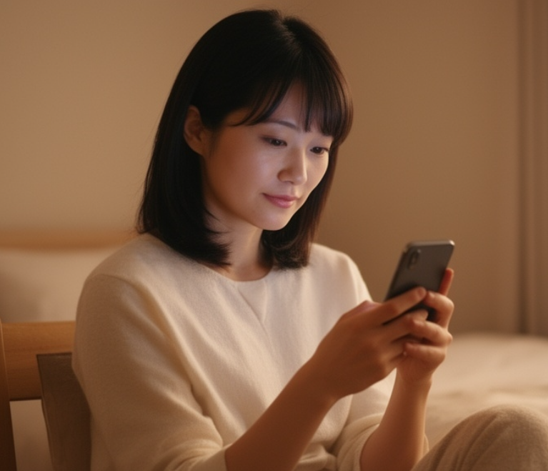 スマホを見ている女性